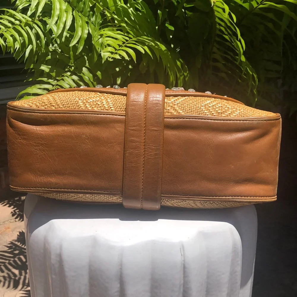 COLE HAAN Natural Sydney Straw & Leather Tan